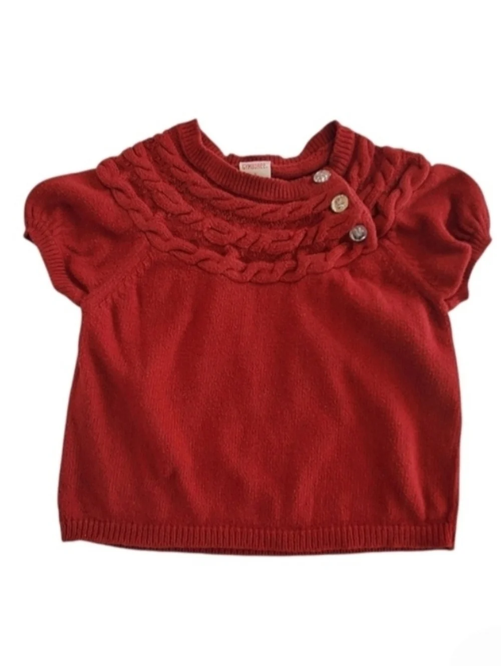 K1127 * Gymboree Rhinestone Button Cable Knit Sweater Red Burgundy Size 5